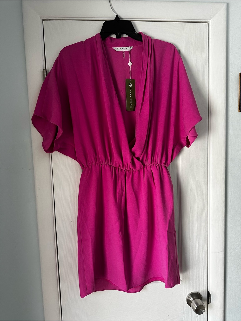 Trina Turk Hot Pink V-Neck Mini Dress